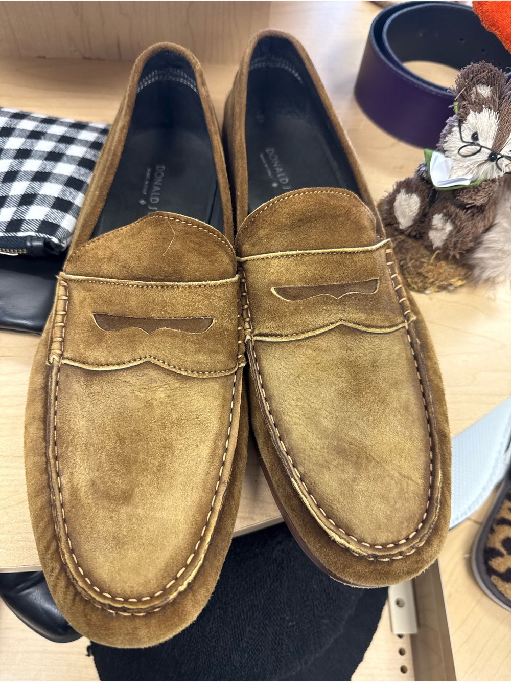 Donald J. Pliner Chestnut Suede Penny Loafers
